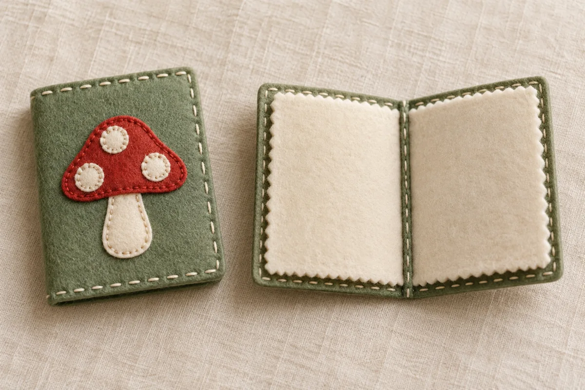 AI-generated concept of a felt mushroom needle book