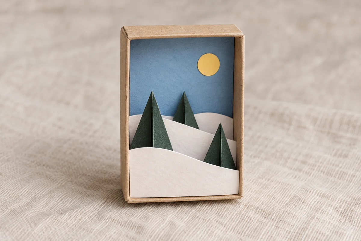AI-generated concept of a winter world inside a tiny box